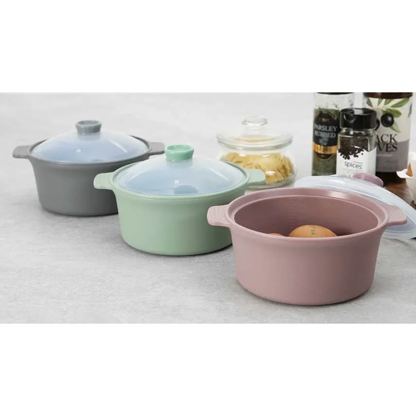 Силиконовый горшок для микроволновки миска отпаривания пищи силиконовая Пароварка микроволновой печи с ручкой и крышкой (набор из 2) пароварки
