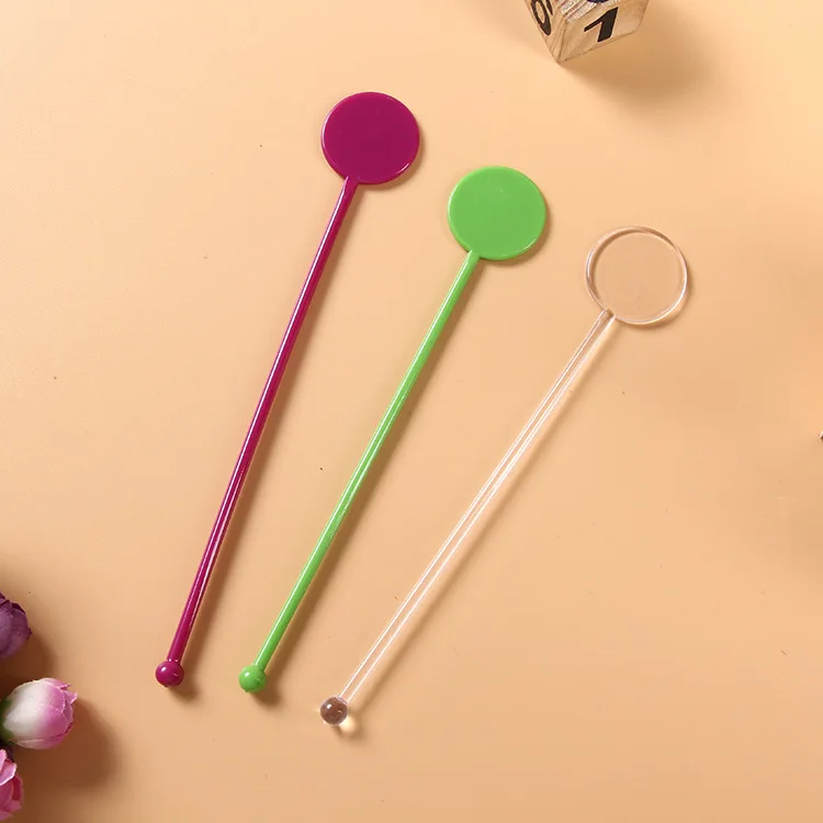 Bar coffee tools glass head cocktail stirrer drink mixing spoon plastic swizzle stick