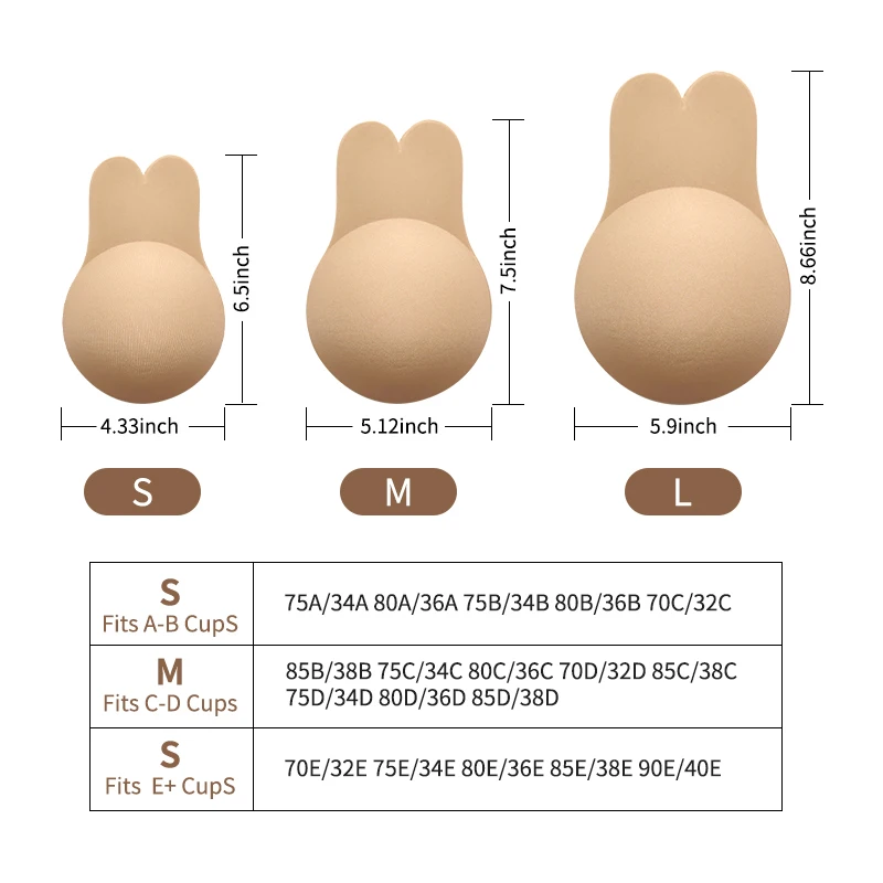 INVISFEEL  Thin Breathable Sexy Ladies Women Lift Breast Push Up Adhesive Silicone Nipple Cover Rabbit Nipple Cover