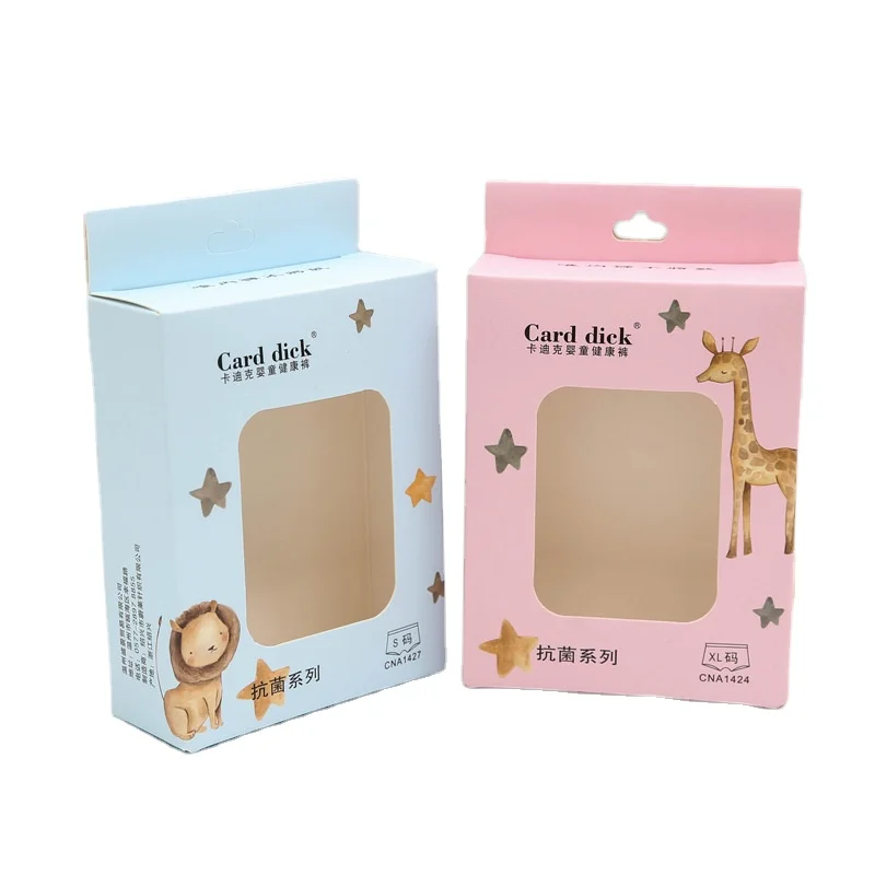 Wholesale Custom Logo Shorts Briefs Kids Soft Cotton Paper Boxes Gift Box Packaging with Clear Pvc Window Custom Socks Packaging