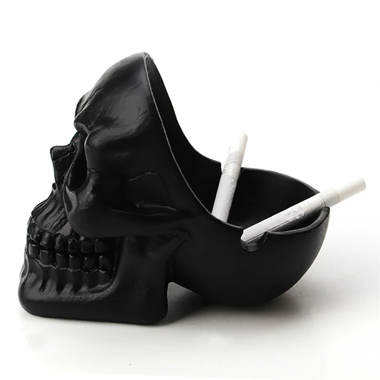 Customized Magnetic Metal Cigar Nordic Skull Resin Stainless Steel Ashtray