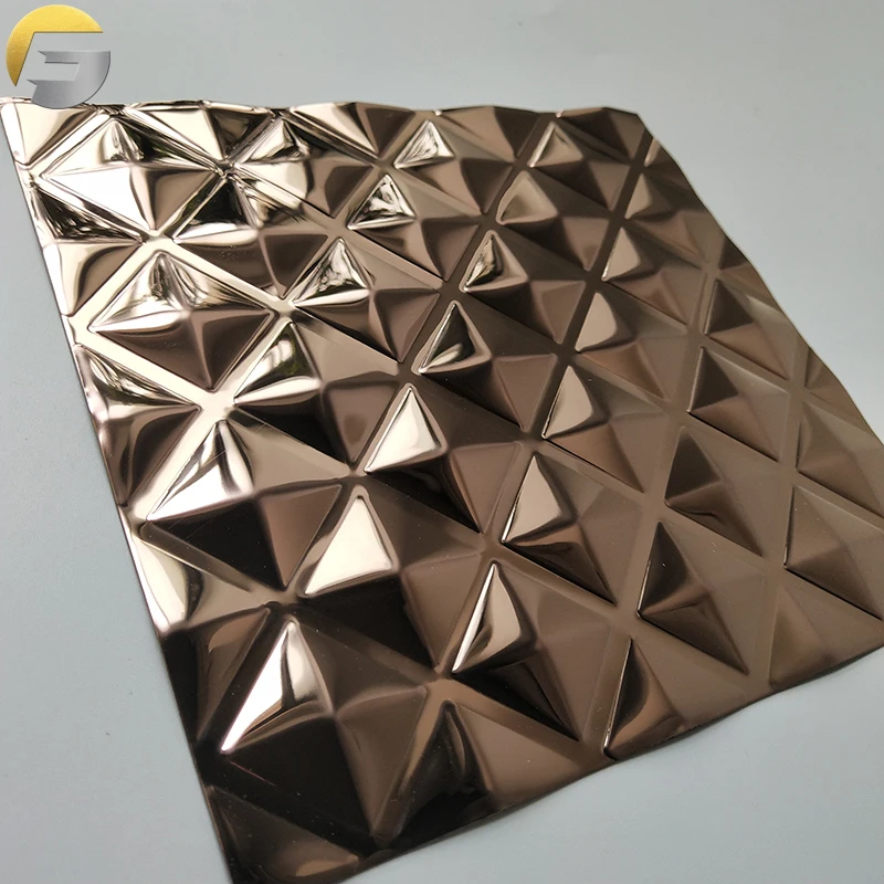 ZB174 блестящая поверхность 3D лазерный узор пластина цвета розового золота нержавеющая сталь декоративный лист пластина из нержавеющей стали 316L