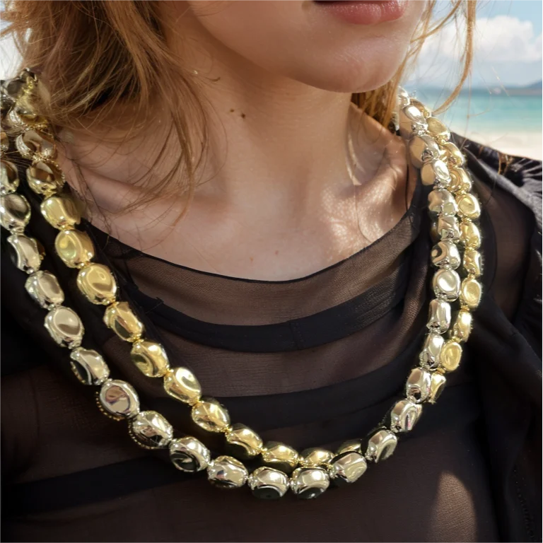 2024 New Chunky Geometric irregular beaded choker 18k gold 925 silver plated tarnish free fashion jewelry Necklace for women
