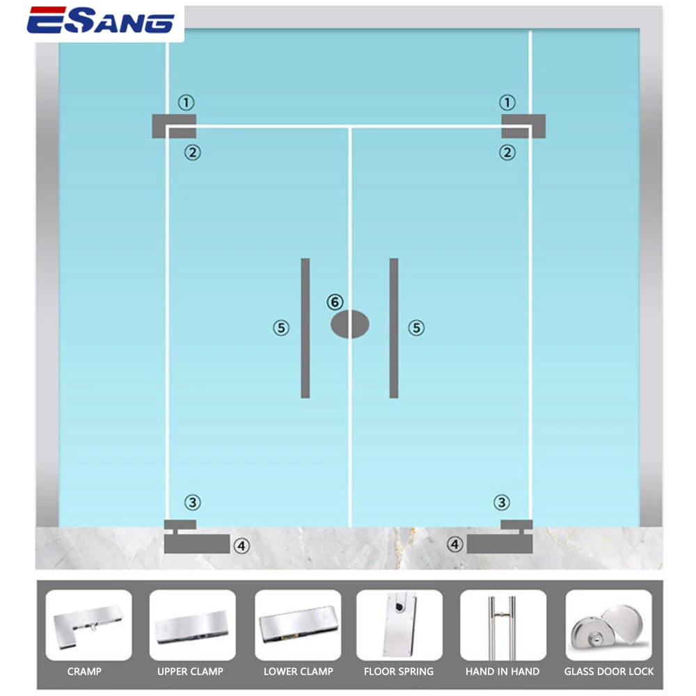 ESANG Stainless Steel L Shaped Door Hinges Glass Shower Door Top And Bottom Hinges