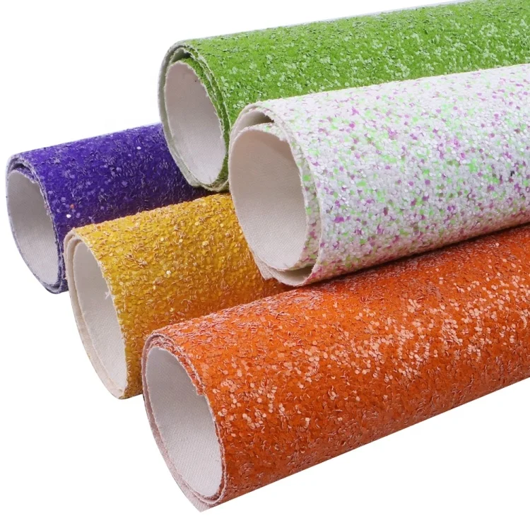 30x140cm Chunky Glitter Leather Roll Sheet Faux Leather Fabric for Diy Bag Crafts Hairbows 37555