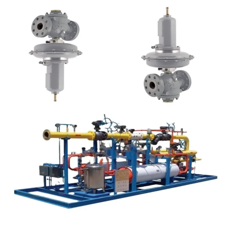 Natural Gas Valve Skid Emerson Fisher Reducing Valve  MR105 Pressure Regulator  WIKA Pressure Gauge