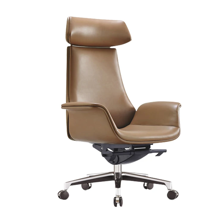 High Back Swivel Ergonomic Metal Frame Executive Adjustable Leather Office Chair