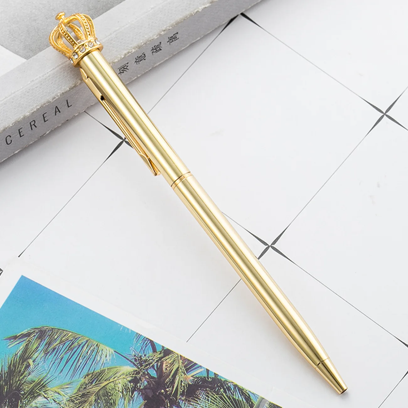 Good Sell Art Student Supplies Metal Crown Ballpoint Pen With Logo