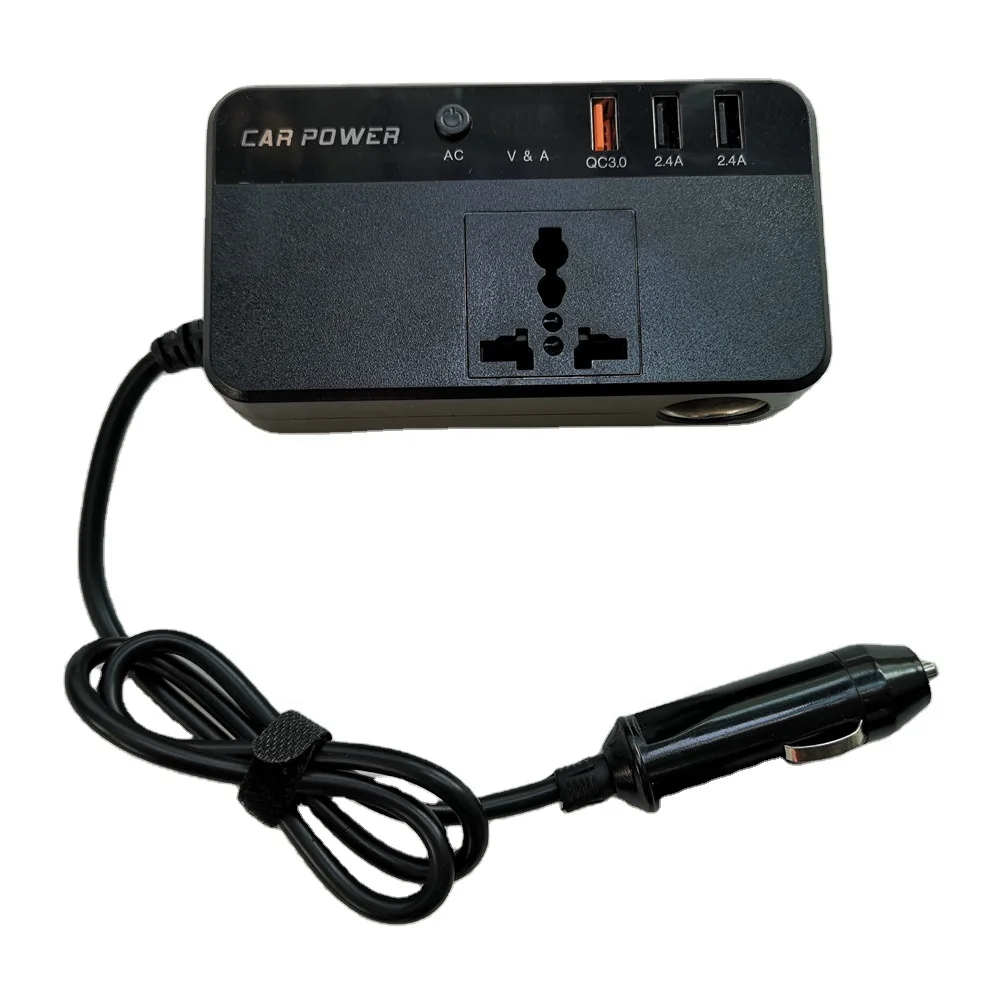 Автомобильный инвертор мощности с двумя USB-портами и быстрой зарядкой QC3.0, универсальный, от 12 В до 220 В, 200 Вт