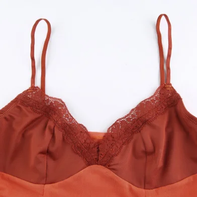 
2021 New Style Sexy Hot Women Girl Holiday Beachwear Summer Outfit Two Toned Color Spaghetti Strap Lace Mesh Tank Crop Top 