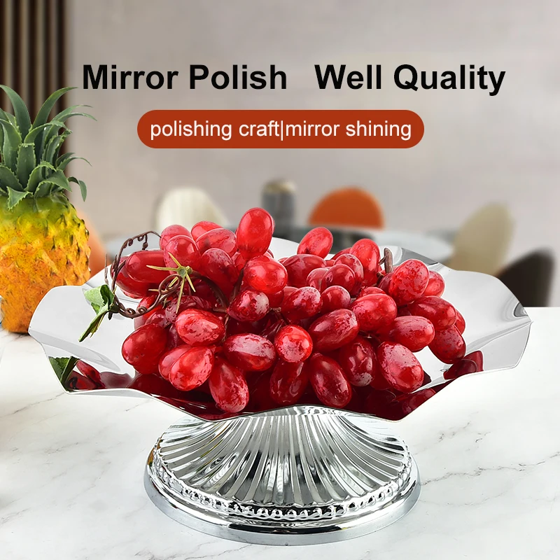 Home Decorative Storage Food Vegetables Freshness Maintain Tools Lotus Flower Stainless Steel Fruit Basket Bowl With Stand
