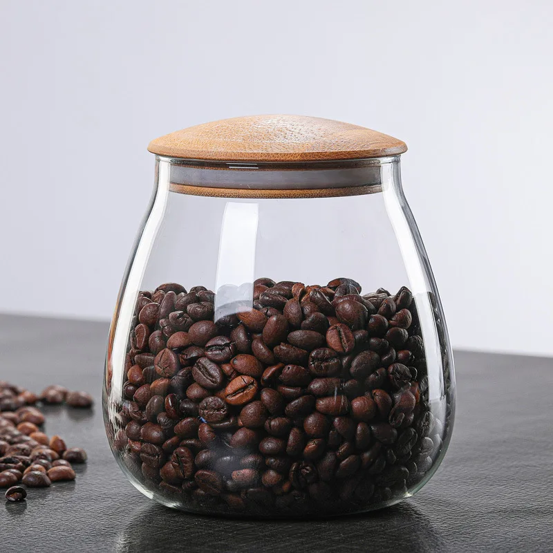 Coffee Container Glass Storage Jar Mushroom-shaped Kitchen Grains Sealed Jar Moisture-proof Coffee Bean Storage Jar Multi-purpos
