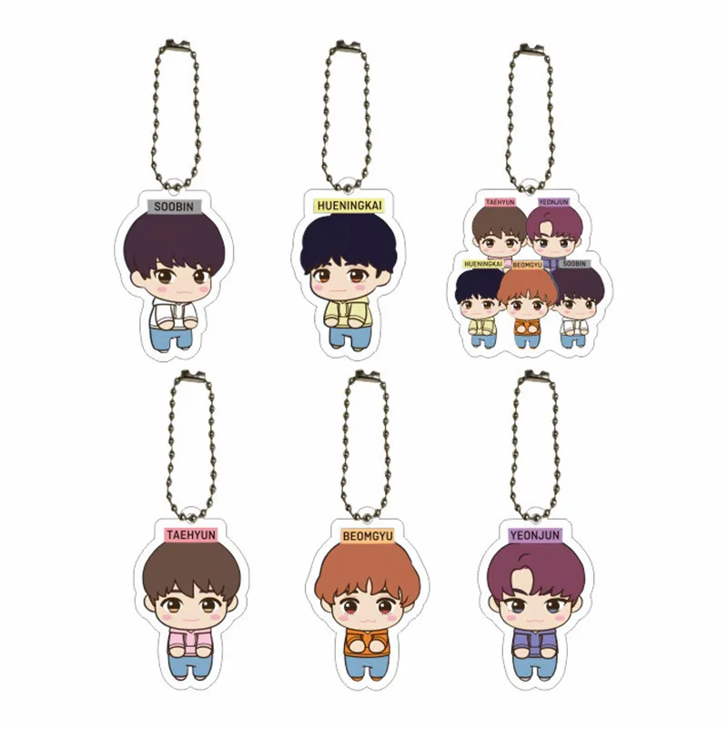 New Korean Kpop TXT Acrylic Keychain Cartoon Car Bag Pendant Key Ring Holder Gifts Jewelry Accessories Fans Collection Gifts