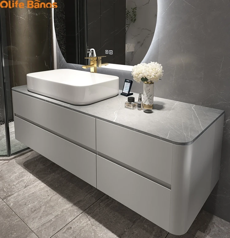 Bathroom main cabinet counter top wash basin black white modern wall mounted nordic hotel toilet vanity bathroom sink cabinet