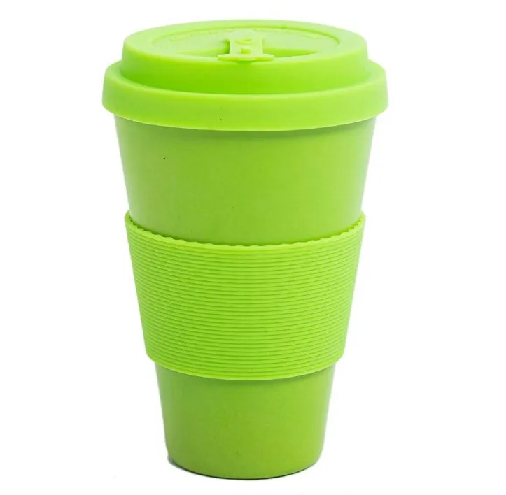 Reusable Bamboo Fiber Coffee Cup 400ml/14oz Natural Organic Eco-Friendly Travel Mug