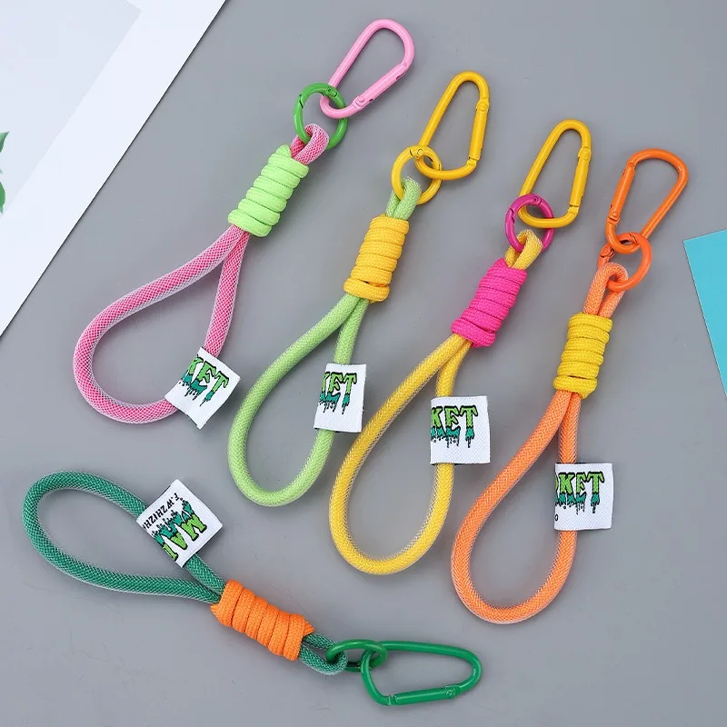 Sport Braided Wrist Straps Mobile Phone Lanyards Hanging Chain Ring Cord Hiking Buckle Couple Hand Rope Phone Hanging Accessory