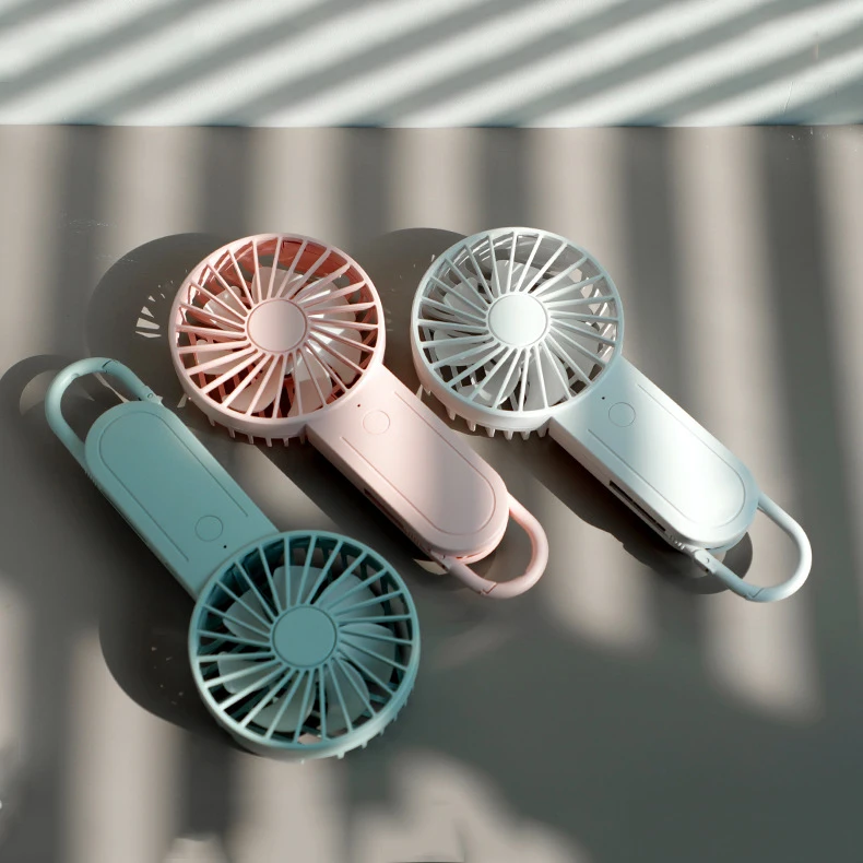 mini cooling rechargeable handle fan 3 Silent Gears  Strong Wind Personal Air Cooler Portable Fans USB handheld fan with hook