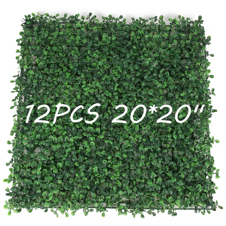P6 Wedding Garden Decoration Green Leaves Panel Plastic Mat Hedge Boxwood Artificial Grass Wall