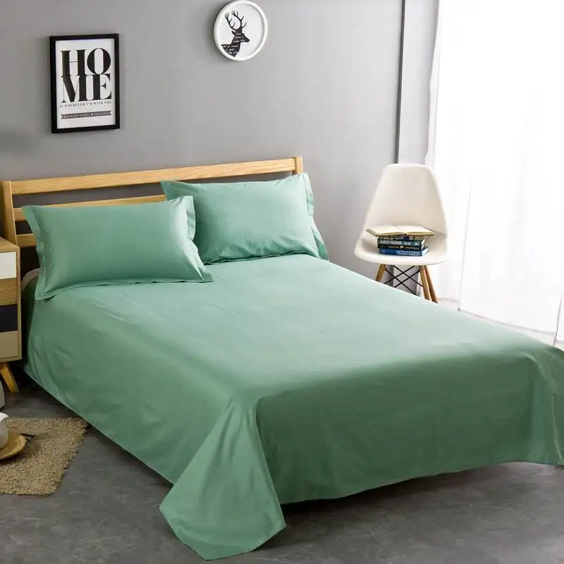 hot sale bedding set online candy flat sheet customized size and style bed sheet set with 2pc pillowcases polyester bed linen