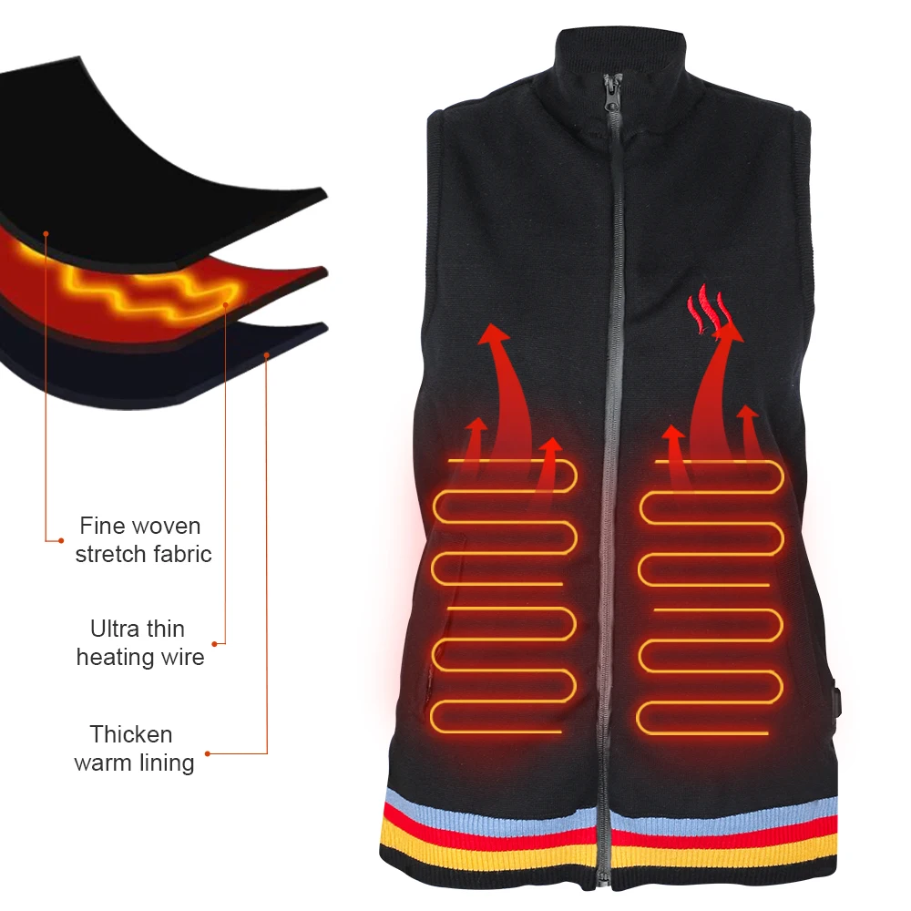 Kotiontech Electric Rechargeable Battery Waistcoat 5 Heating Zones Heated Vest