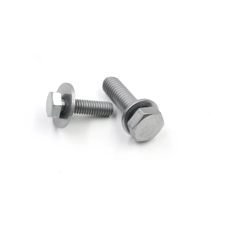 Hex Head and Plain Washer Sems Screw Grade 8.8 Color Zinc Carbon Steel Car Frame Fixed Hexagon Combination Bolt with Flat