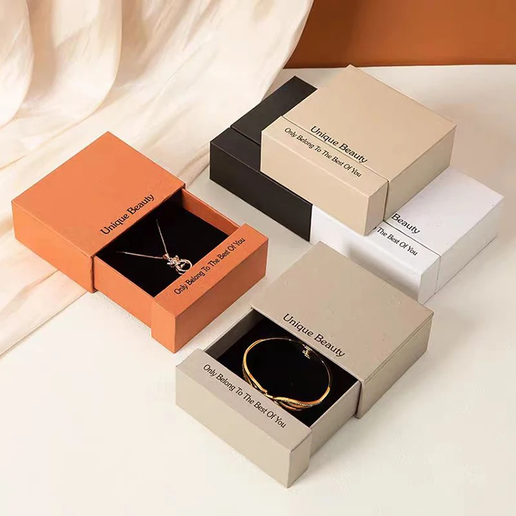 Custom Sliding Drawer Transparent Window Jewelry Box Cardboard Logo Packaging Necklace Crystal Treatment False Eyelash Box