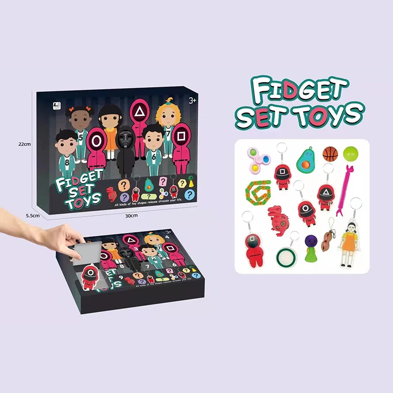 Cross-border squid game decompression blind boxed set SquidGame deratization pioneer pendant bubble decompression toys