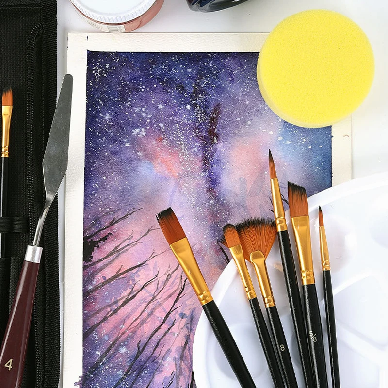 Оптовая продажа; 12 шт. масло высокая-конец деревянной ручкой акриловой живописи кисти малярные художников набор