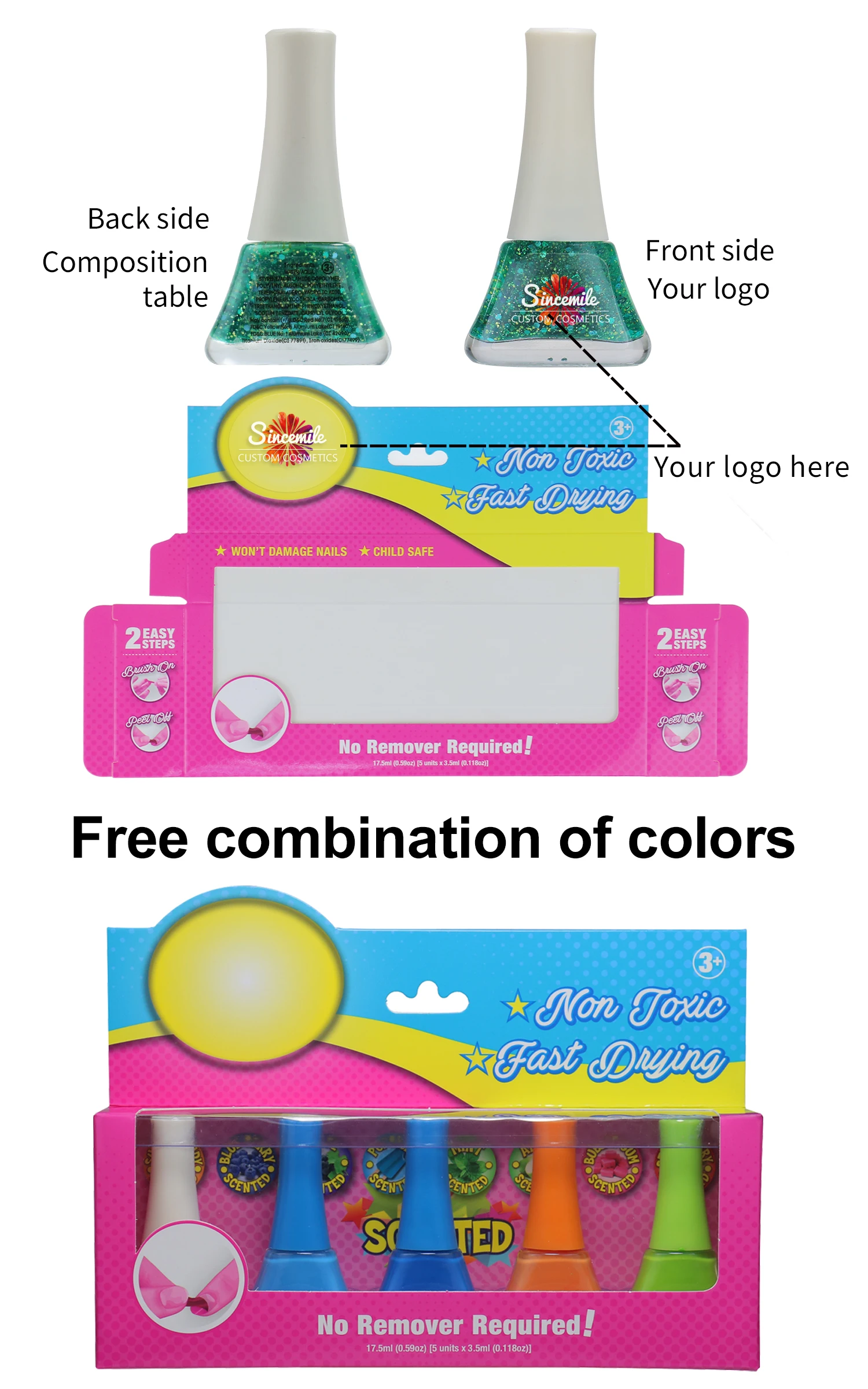 
wholesale quick-drying colors OEM Private Label Non Toxic Kids polish nail polish 