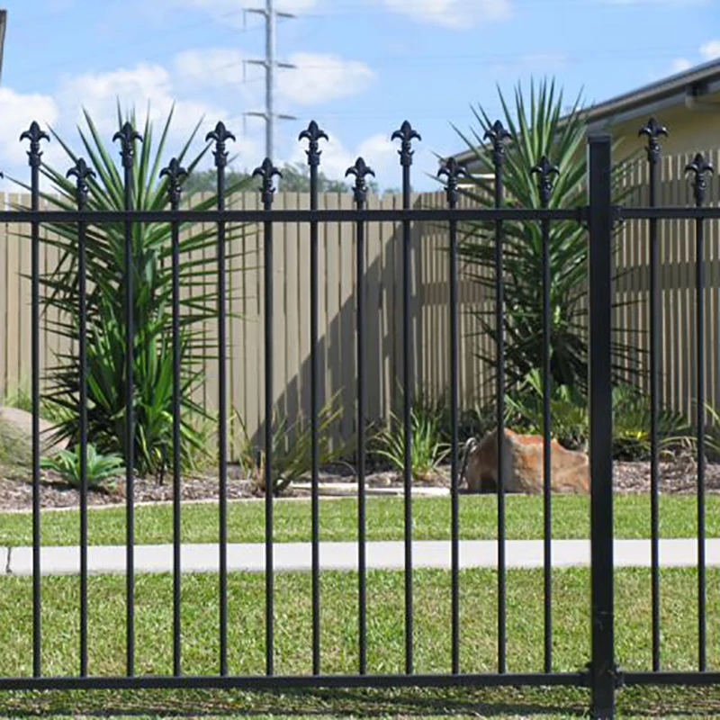 Decorative Black Powder Coated Wrought Iron Garden Metal Fence Steel Picket Fence