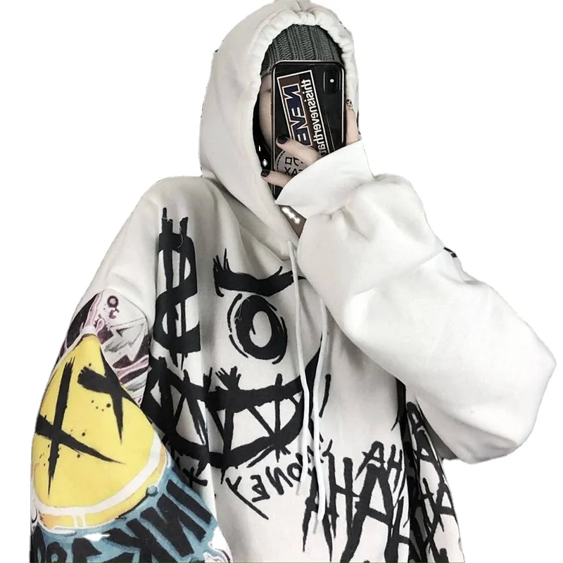 Gothic Japan Cartoon Hip Hop Hoodie Sweatshirt Oversize Women Spring Autumn Funny Punk Hoodies Tops Females Clothes Hoodie Girl