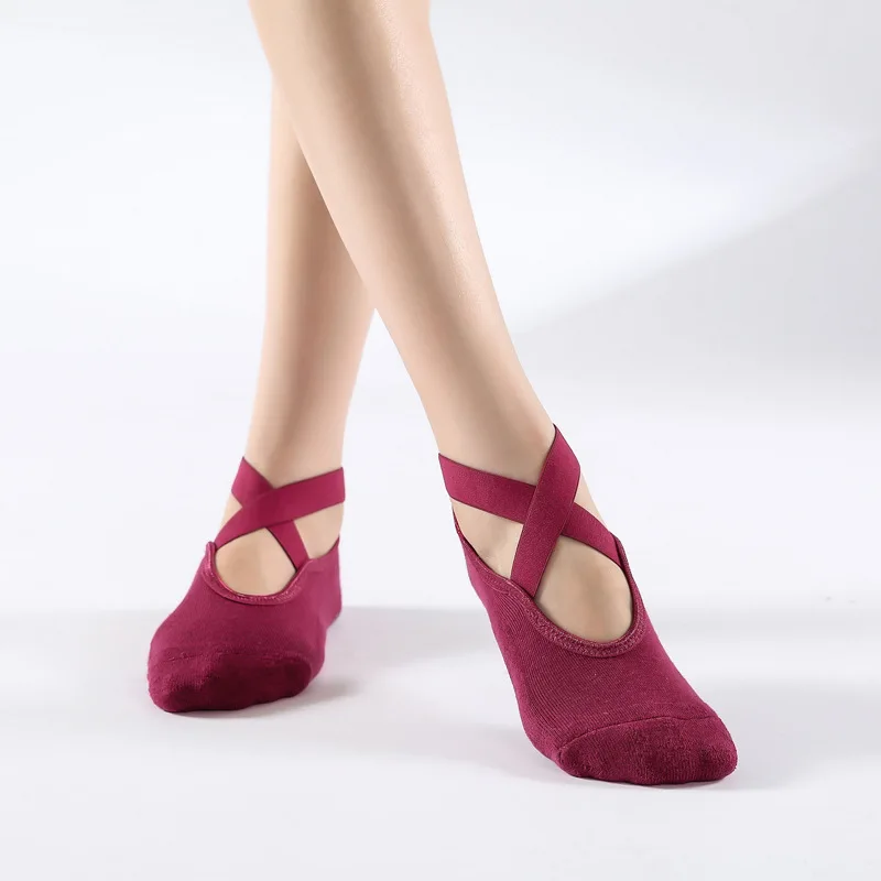 Custom logo women toeless yoga socks open toe socks cotton knitted yoga pilates socks