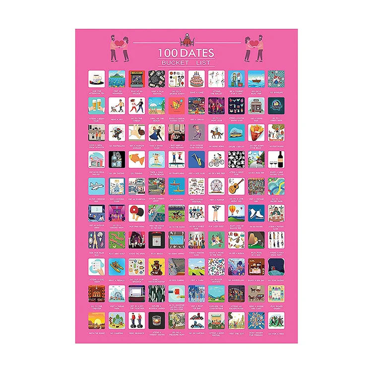 Beautiful Gift Custom Colorful Printing Art Date Scratch Off For Couples