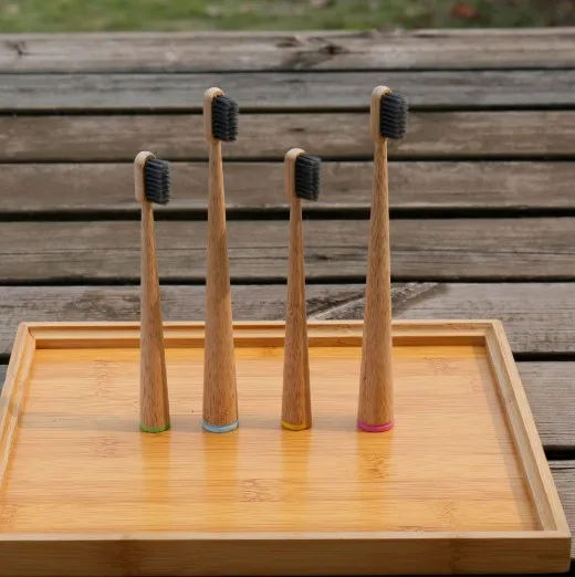 Unique cone handle bamboo toothbrushes