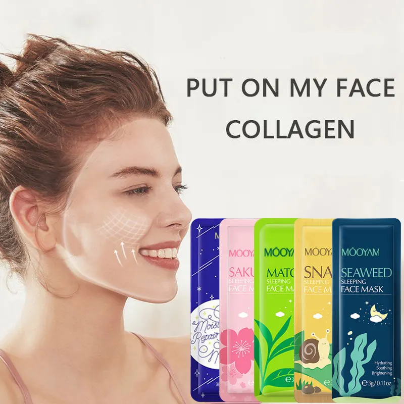 Wholesale private label natural organic matcha seaweed sakura sleeping mask whitening anti acne facial mud mask