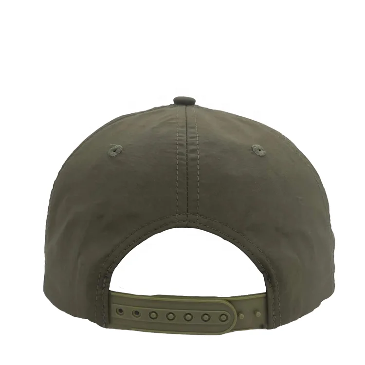 Wholesale Custom 5 Panel Soft Fabric Dad Hat High Quality Fitted Dark Green Snapback Hat Man Women Nylon Snap Back Cap With Rope
