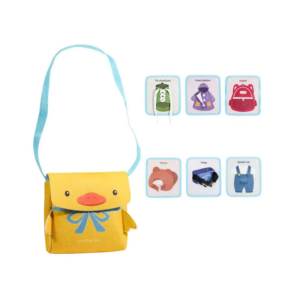 Baby Montessori Activity Bag Cute Duck Busy Cloth Bag Quiet Busy Book Toy Motor Early Education Daily Skills Learning for Kids