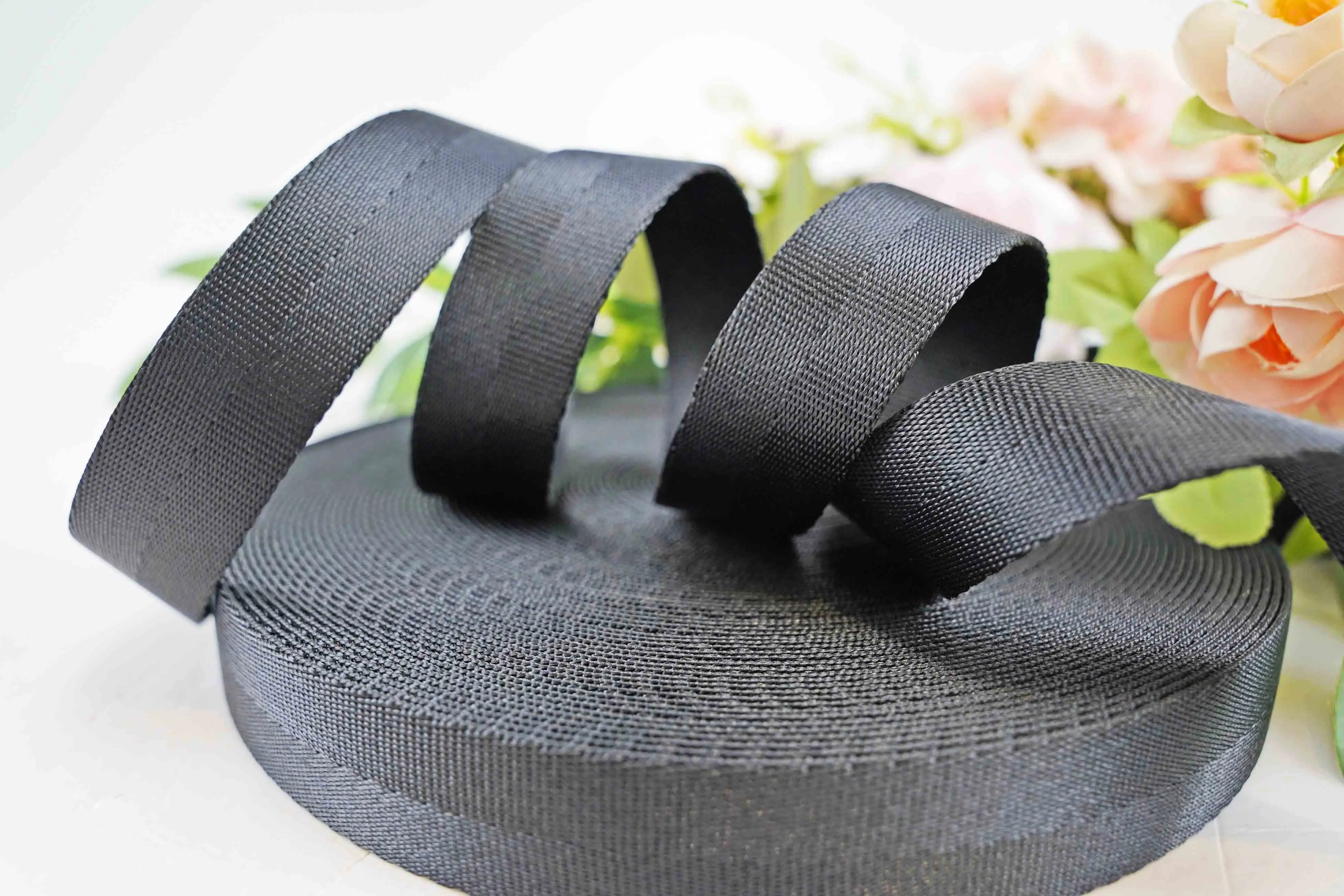Customized and High strength eco-friendly 2 stripes  Polyester Webbing for Child Seat Belt