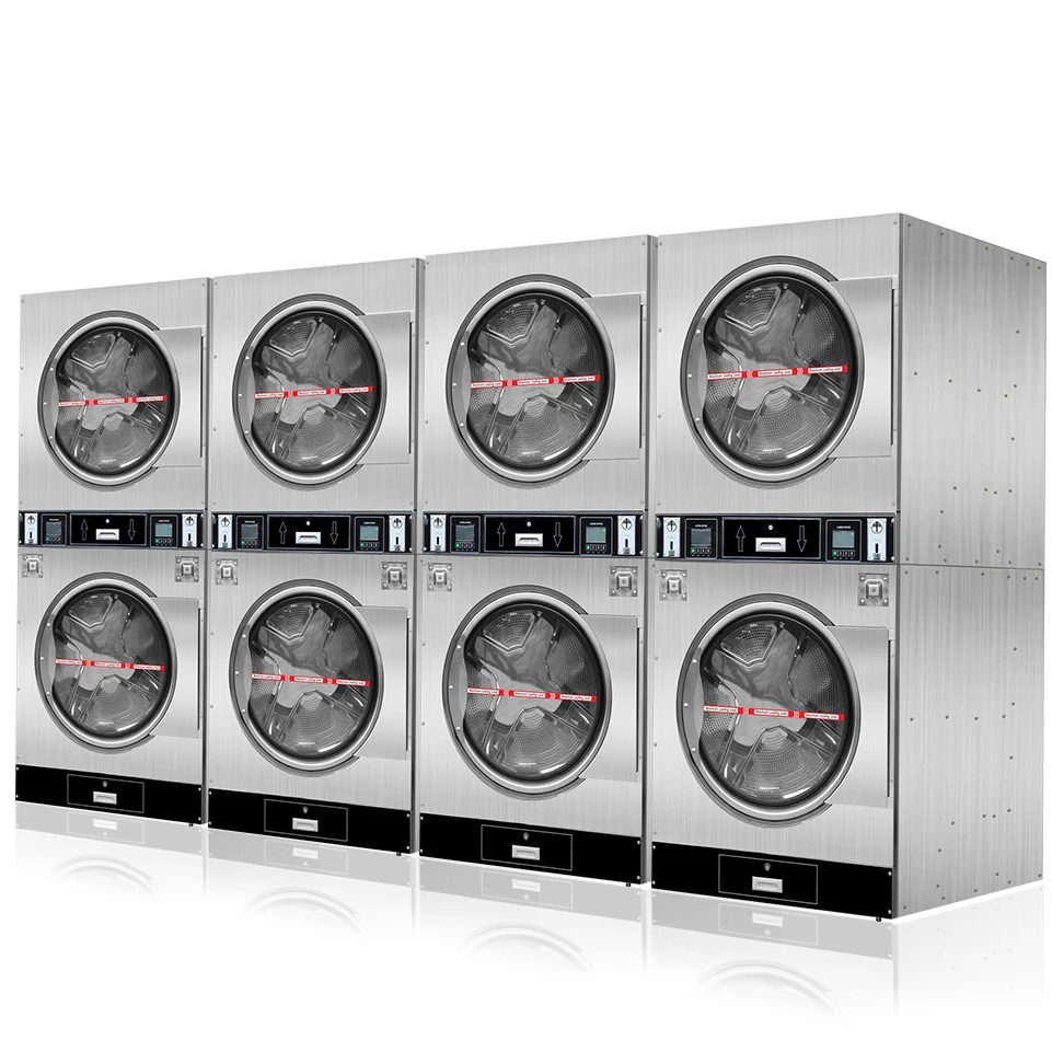 Best Selling Coin Laundry Washing Machine Commercial Dryer Stacking Equipment with Button Screen