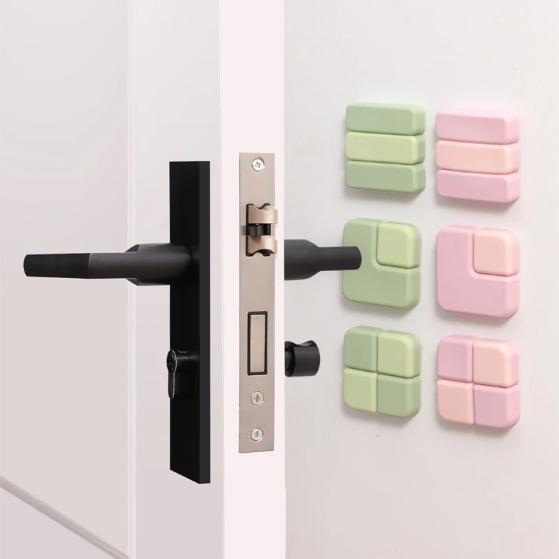 High Quality 3 Colors Door Knob Pad Protector Children Self Adhesive Silicone Square Bumper Guard Stopper