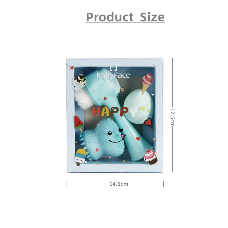 wholesale face brush kit silicone face facial cleansing brush makeup sponge set