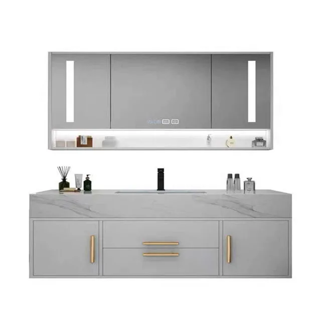 HZ High quality Bathroom vanity cabinet  Modern style Simple design lacquer customized Vanity cabinet