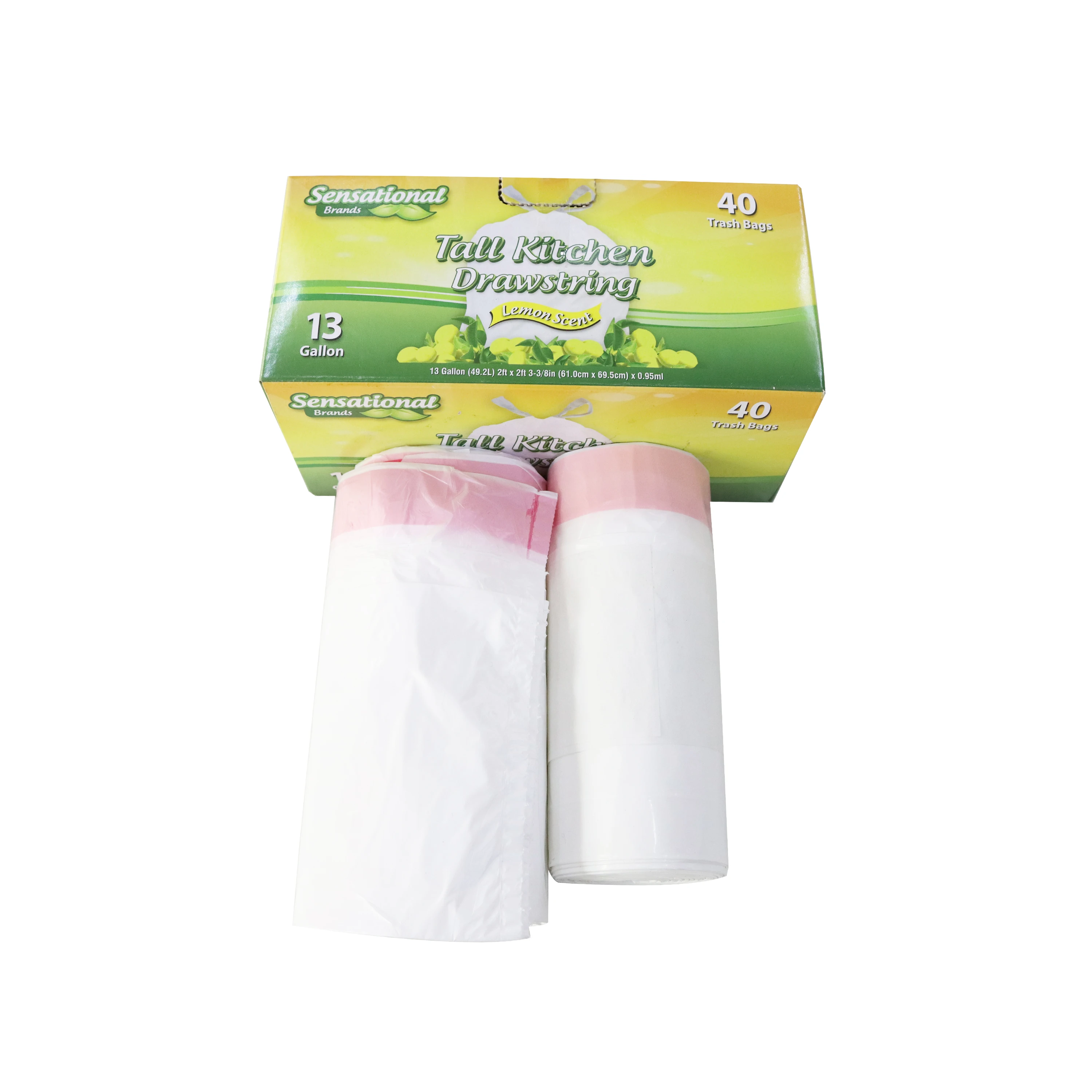 Bags Tie String Garbage Bag with Drawstring Rope Garbage Bags Printed Interleaf Shanghai and Cambodia Factory Both Can Export