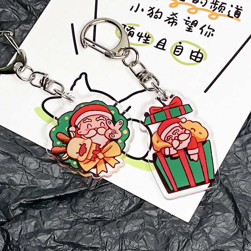 Christmas Best Seller Clear Acrylic Keychain custom gift Keychain Custom Cartoon Acrylic Keychain Wholesale Plastic key chain