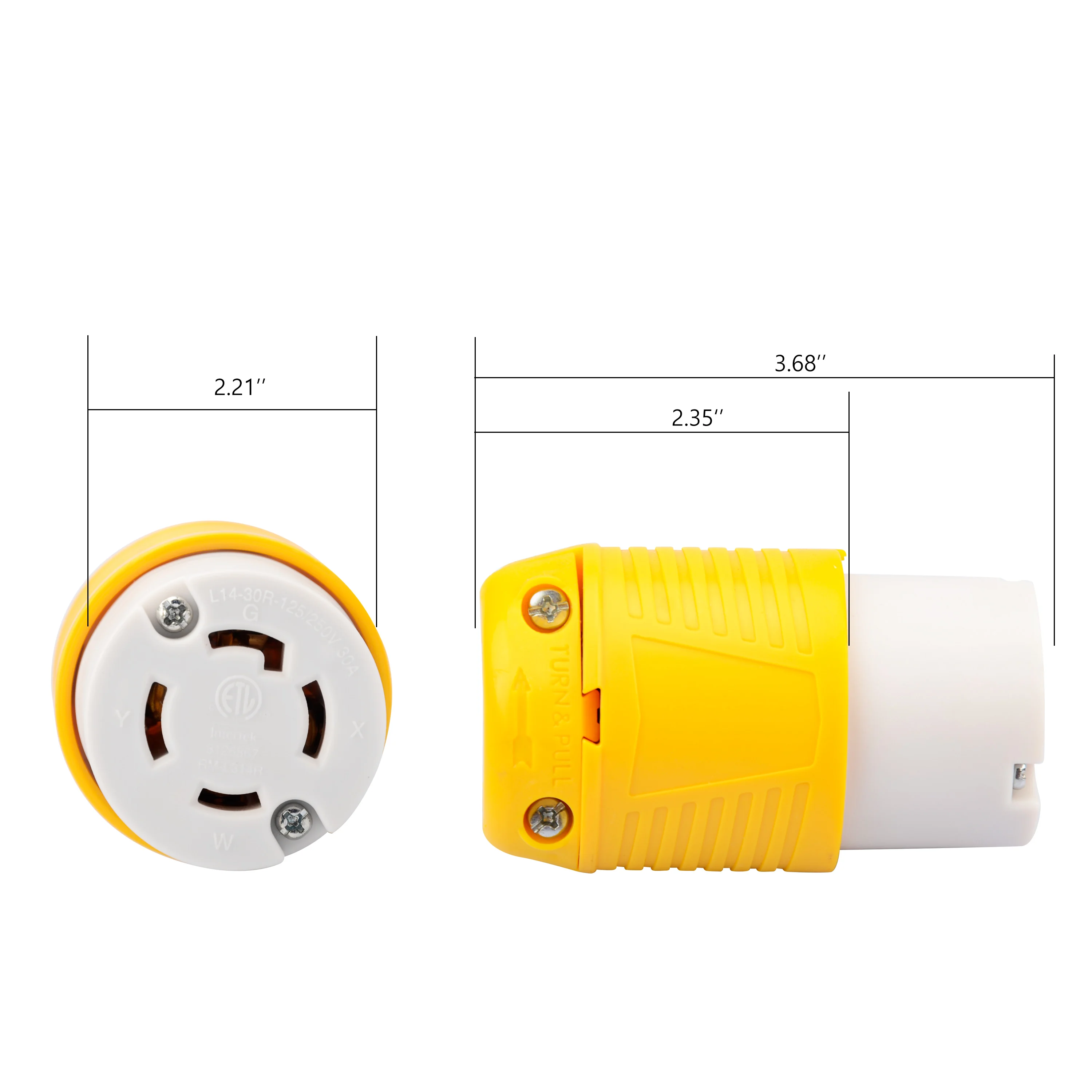 Locking Connector for Generator NEMA L14-30R Extension Cord End Female Connector 30A 125/250V Electrical Replacement Connector