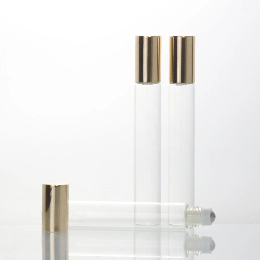 1ml 2ml 3ml 5ml 10ml  roll on glass clear green blue amber essential oil metal roller bottle with roller