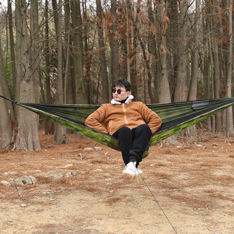 2023 Newest Camouflage Nylon Portable Camo Hammock With Mosquito Net For Camp Hiking Outdoor
