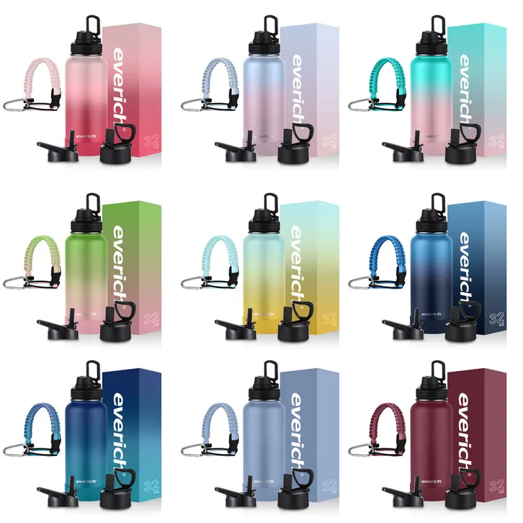 Everich 32oz 40oz Sports Thermos Insulated Vacuum Flask Stainless Steel Water Bottle