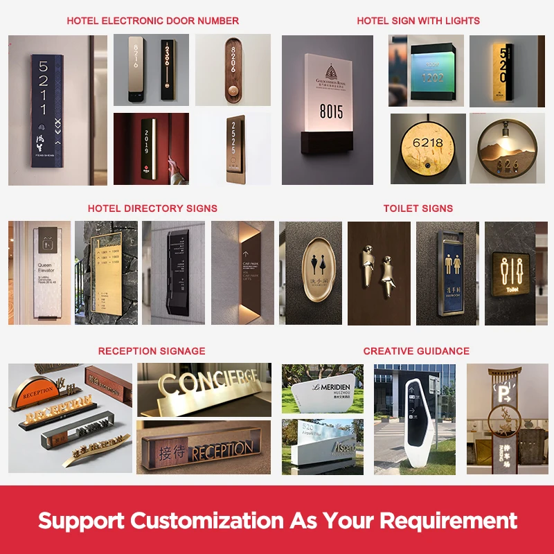 One-Stop Solution House Number Plate Sign Luminous Door Signage Hotel Electronic Door Plate with Doorbell