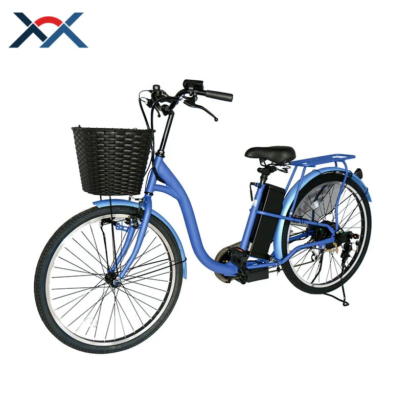 Newest cheap female city ebike 48V 250W Motor 10Ah lithium battery electric city bike with big basket
